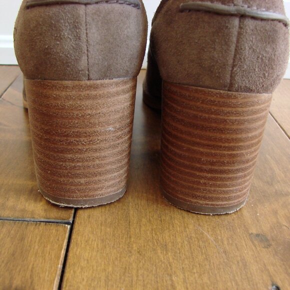 UGG Faye Suede Ankle Boots Booties Brown Leather Suede Chunky Heel Size 10 - Picture 10 of 16